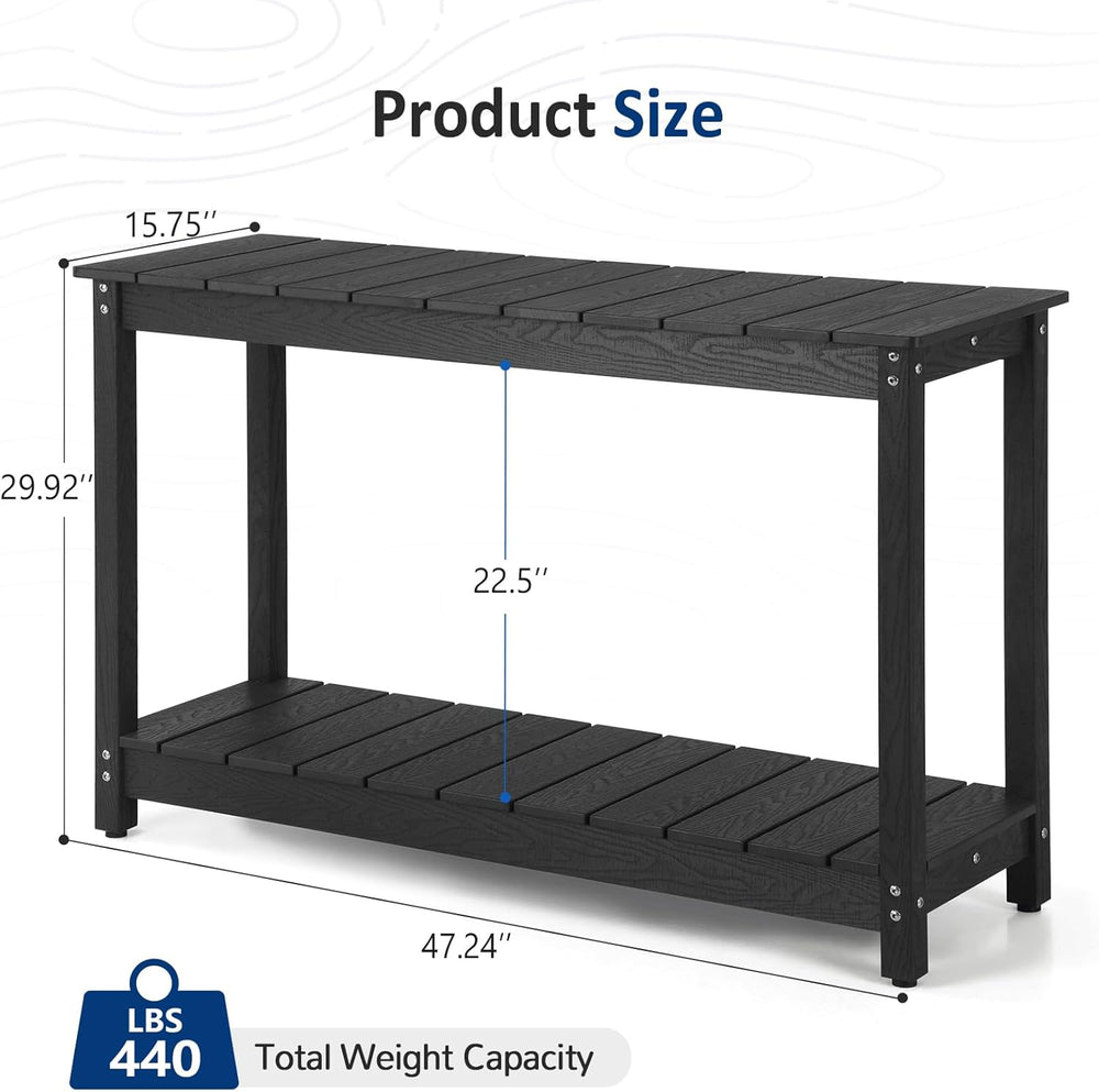 Outdoor Console Table, 48" Weather Resistant HIPS Patio Side Table