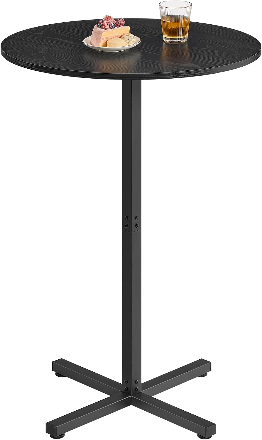 VASAGLE Round Bar Table, High Top Bar Pub Table, Metal Frame and Cross Base