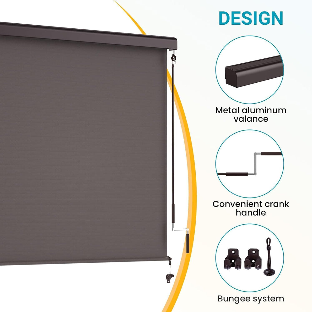 10'W x 8'H Integrated Outdoor Roller Shade for Sun & Privacy Prot...