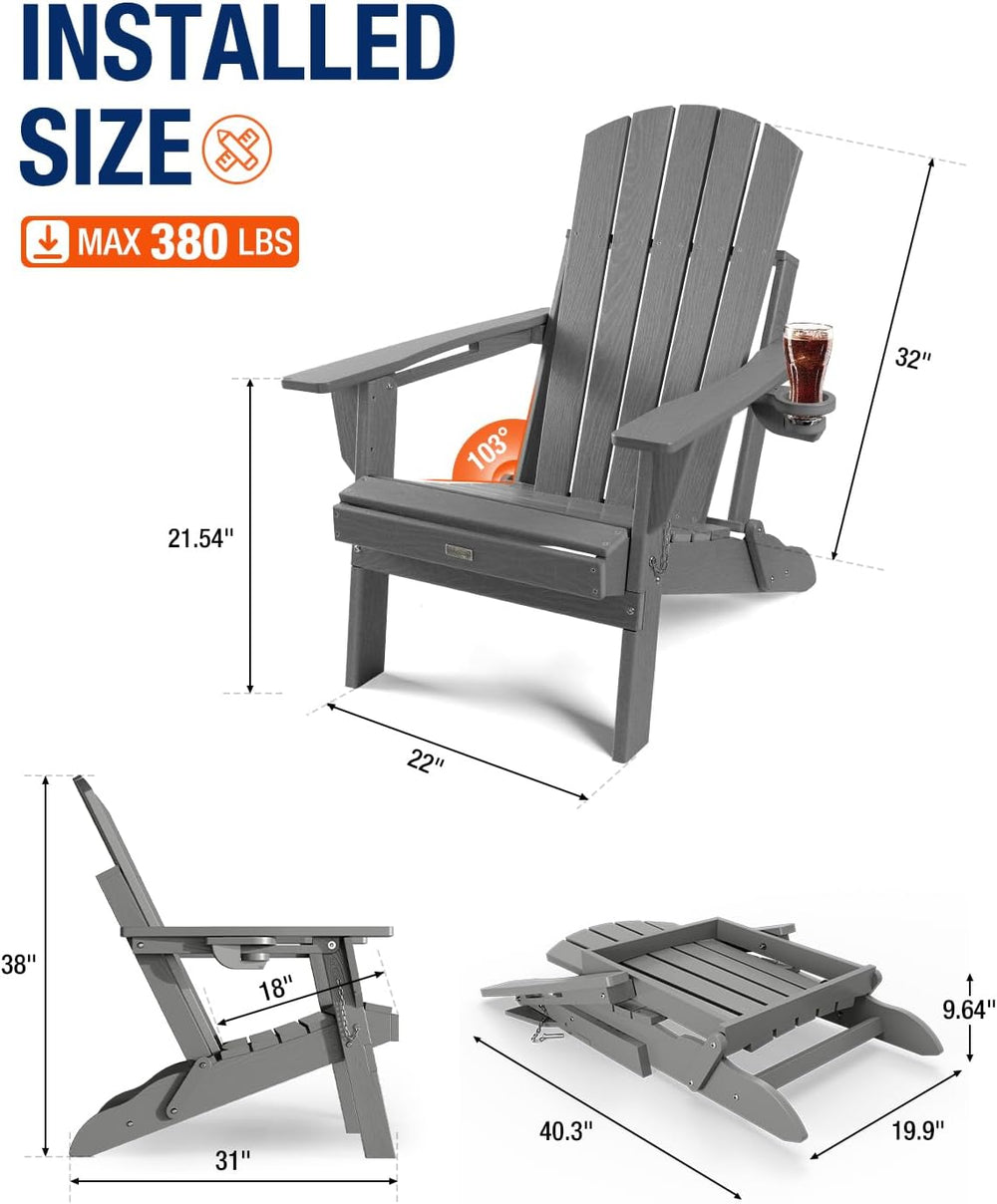 Adirondack Chair with Cup Holder: Folding Adirondack Chairs Plastic HDPE Mate...