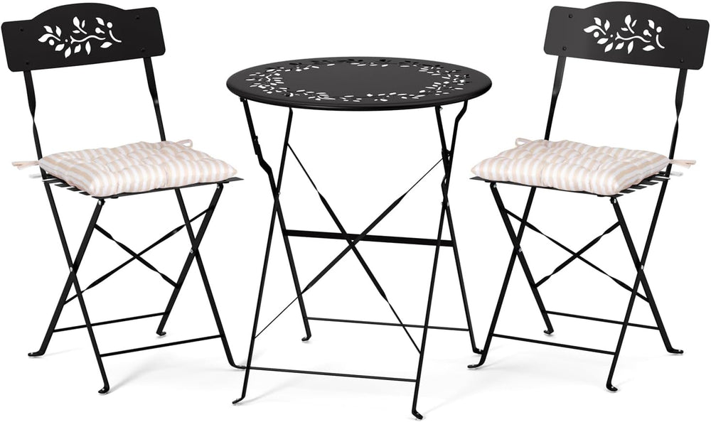 VINGLI Outdoor Folding Bistro Table and Chairs Set of 2, 3-Piece Bistro Set w...