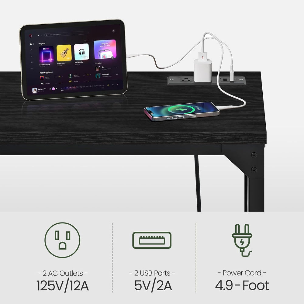 CHOEZON 55'' Bar Table, Kitchen Dining Table with Power Outlet and Fo...
