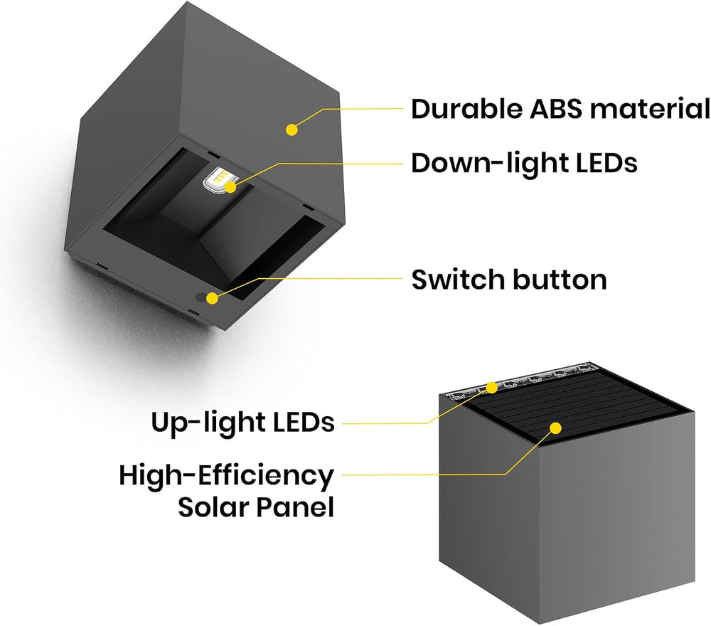 SOTTLOT Solar Wall Lights, Up and Down Solar Light Outdoor Waterproof