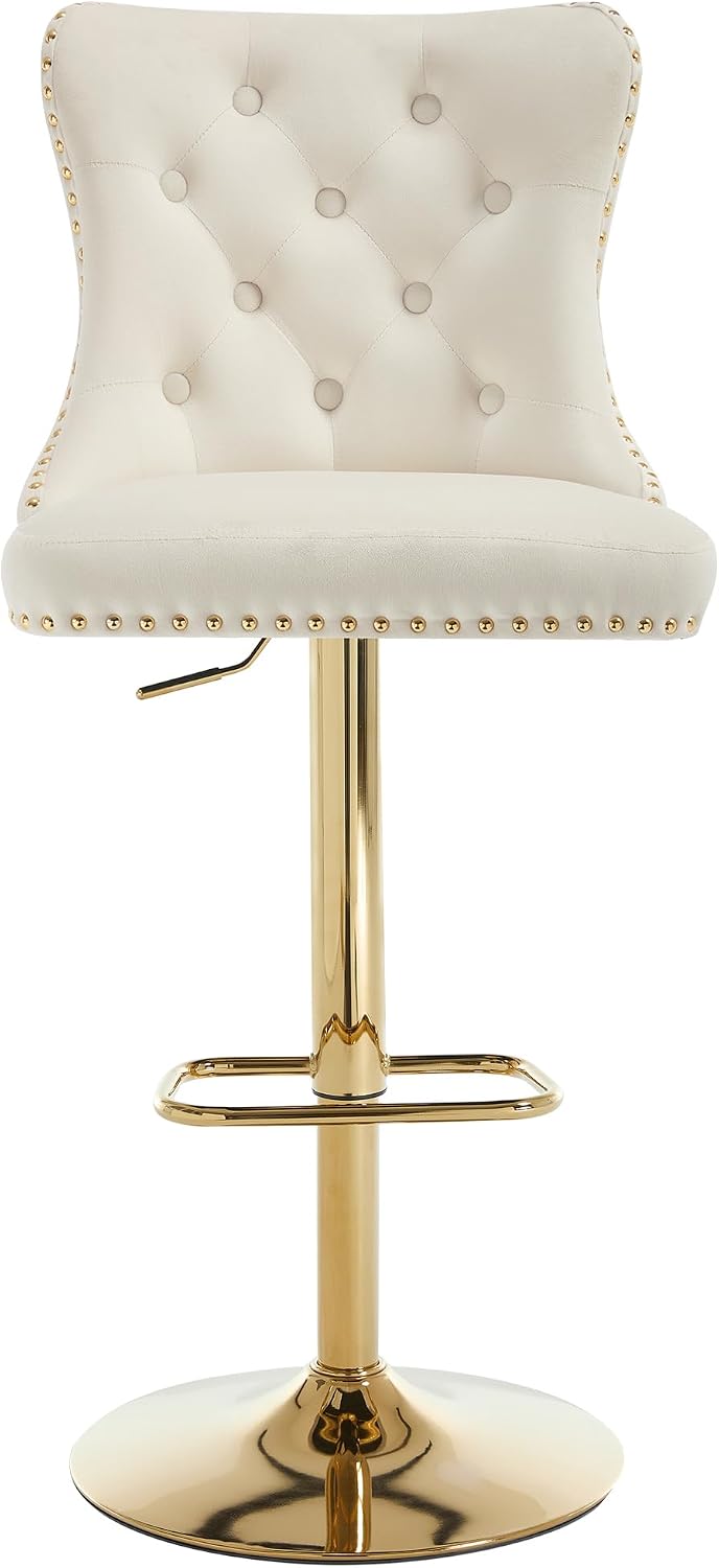 Gold Bar Stools Set of 4, Modern Adjustable Swivel Counter Stools with Lion P...