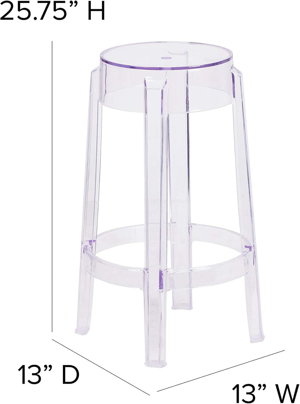 Flash Furniture Laney 25.75" Indoor/Outdoor Counter Height Transparent D...