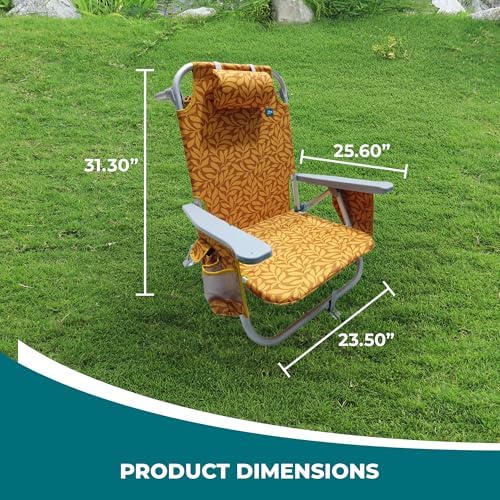 Bliss Hammocks Folding Backpack Beach Chair Recliner, Amber Leaf