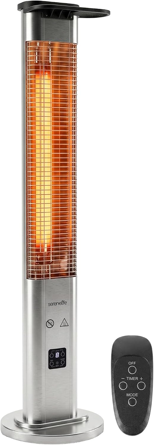 SereneLife Outdoor Electric Patio Heater - 900W Infrared Heater with Remote, ...