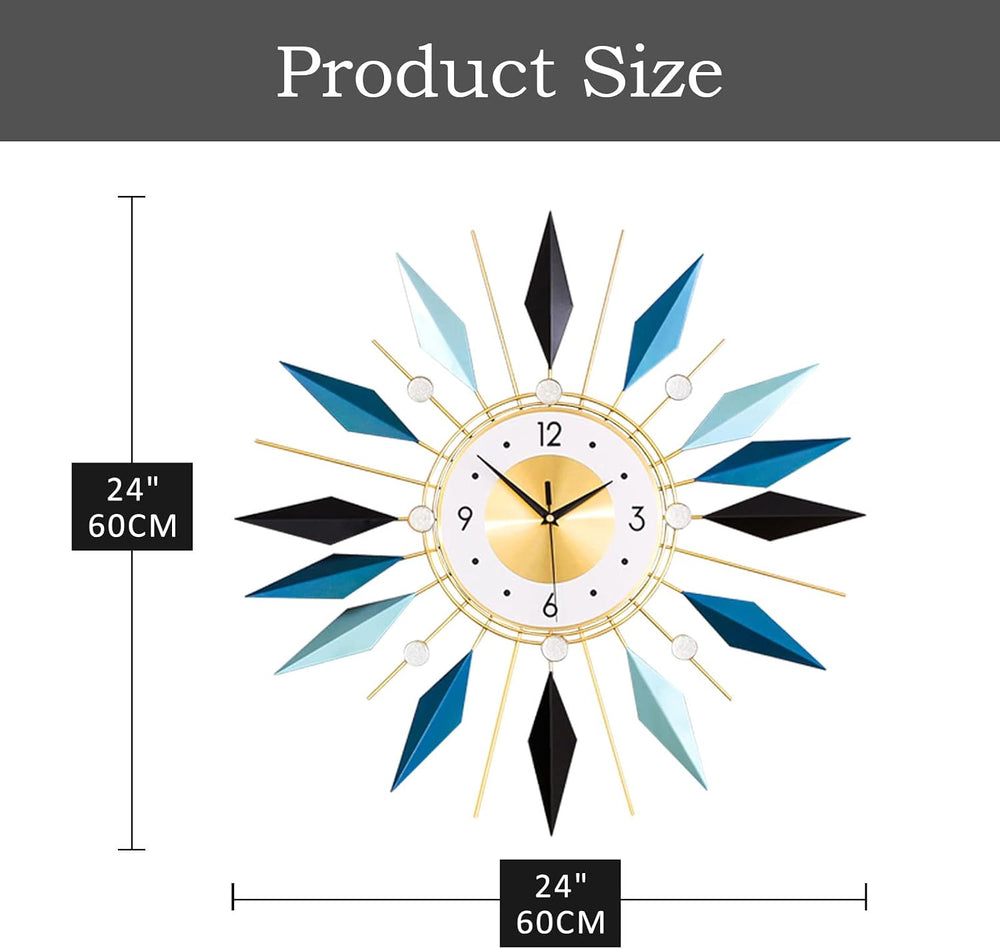 Large Wall Clock Modern Decorative Wall Clocks Silent Non-Ticking Bling Big C...