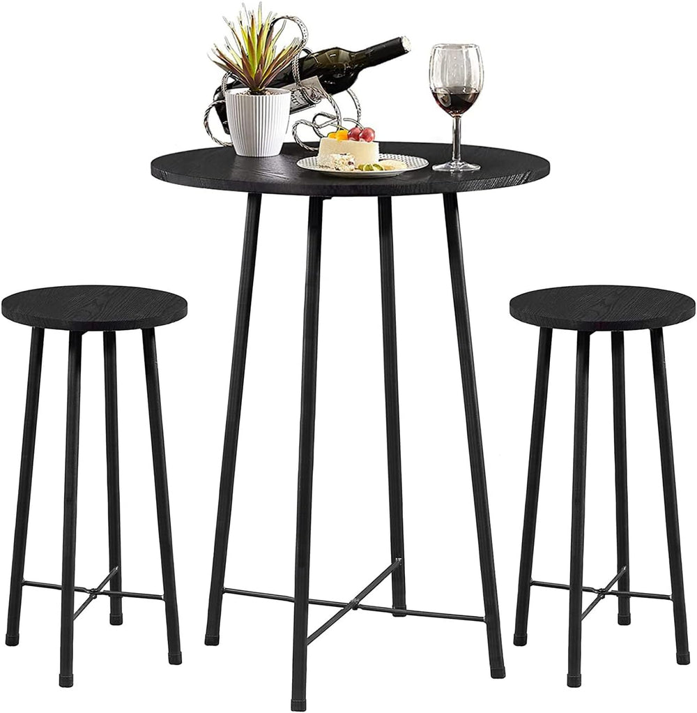 VECELO 3 Piece Pub Table and Chairs Sets Counter Height Bistro Bar Sets with ...