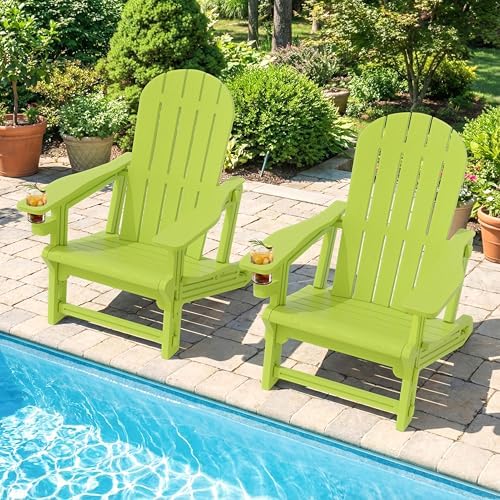 Shintenchi Adirondack Chairs Set of 2,HDPE Adirondack Chairs w/Removable Tabl...