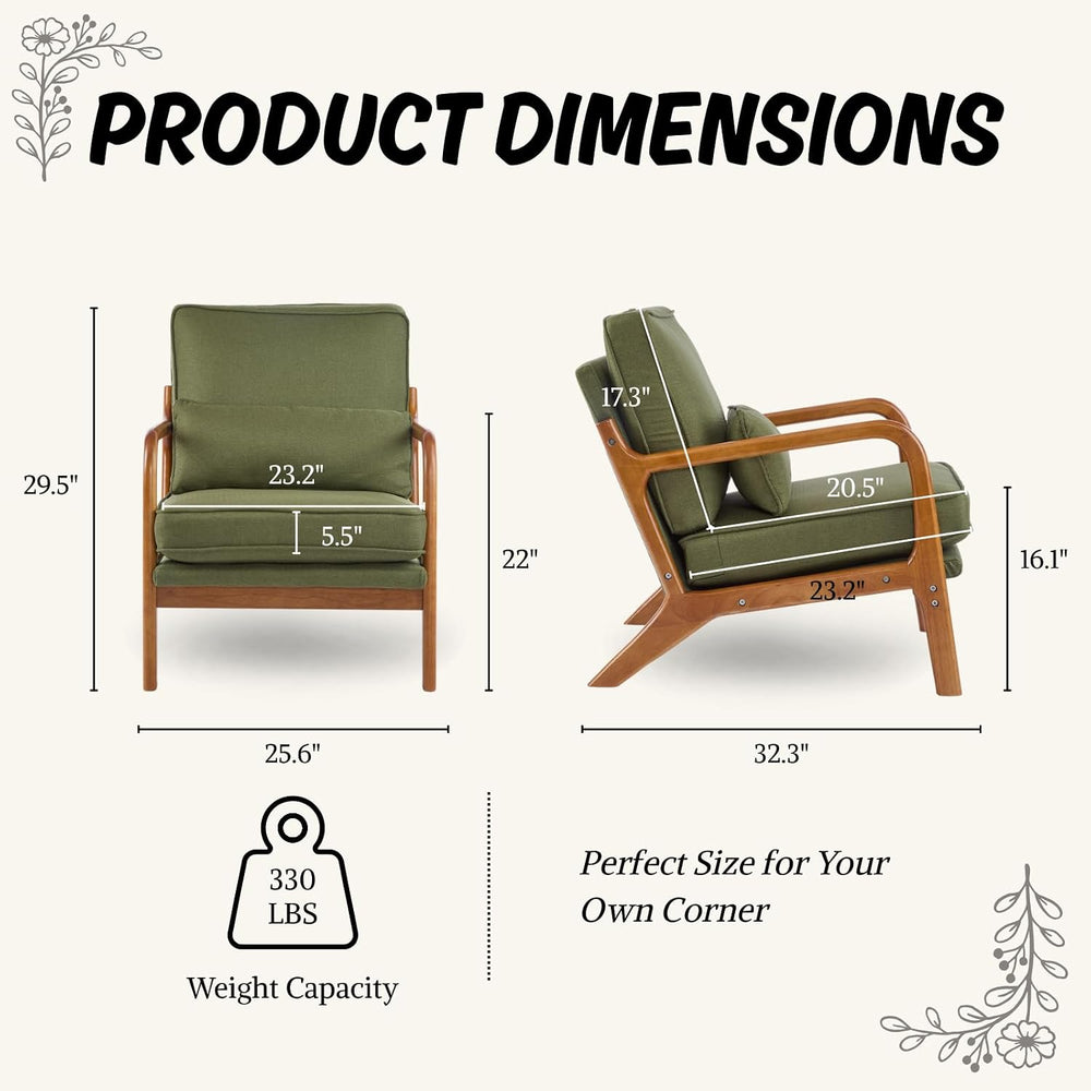 Karl home Mid-Century Modern Accent Reading Chair, Green