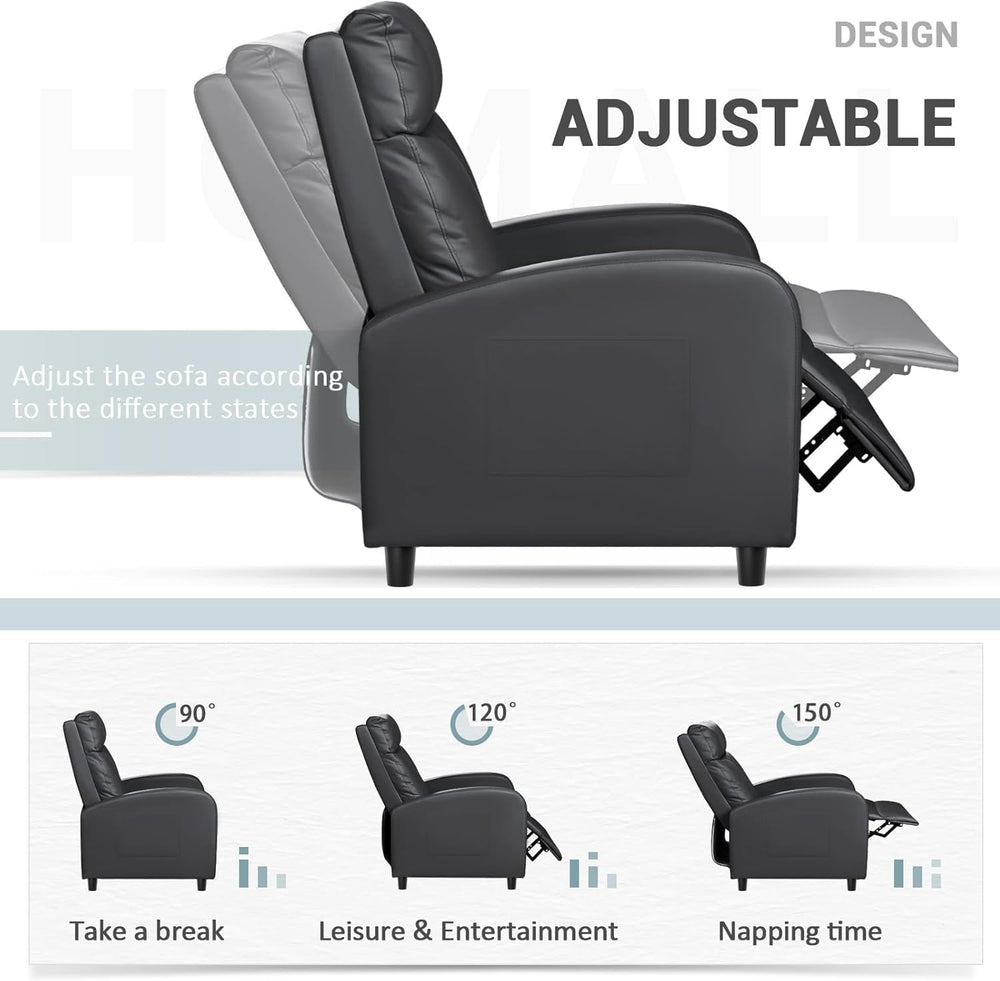 Homall Recliner Chair, Recliner Sofa PU Leather for Adults, Black Recliners