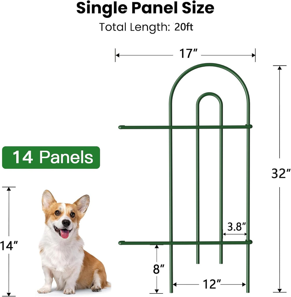 AMAGABELI 14 Panels 32in(H)×20ft(L) Decorative Garden Fence No Dig Rustproof ...