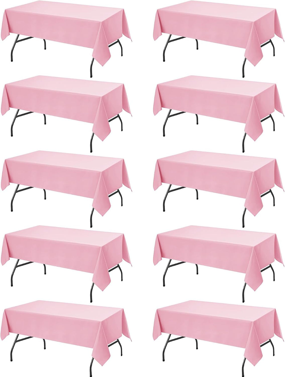 10-Pack Pink Tablecloths for Rectangle Tables, 60 x 102 Inches