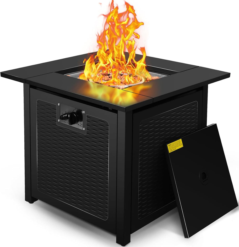 hykolity 28 inch Fire Pit Table, 50000 BTU Patio Heater, 2 in 1 Outdoor Gas F...
