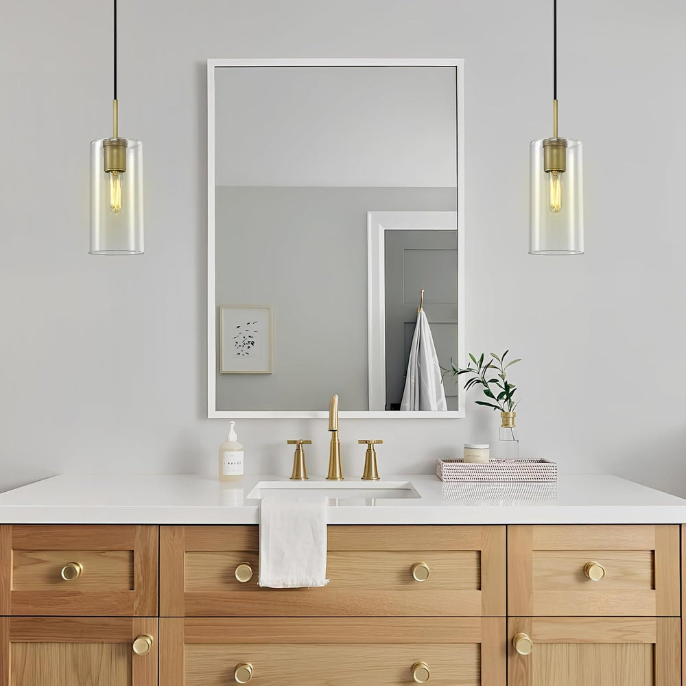 Modern Brass Pendant Lights Kitchen Island Glass Pendant Light Fixtures, 9.5&...