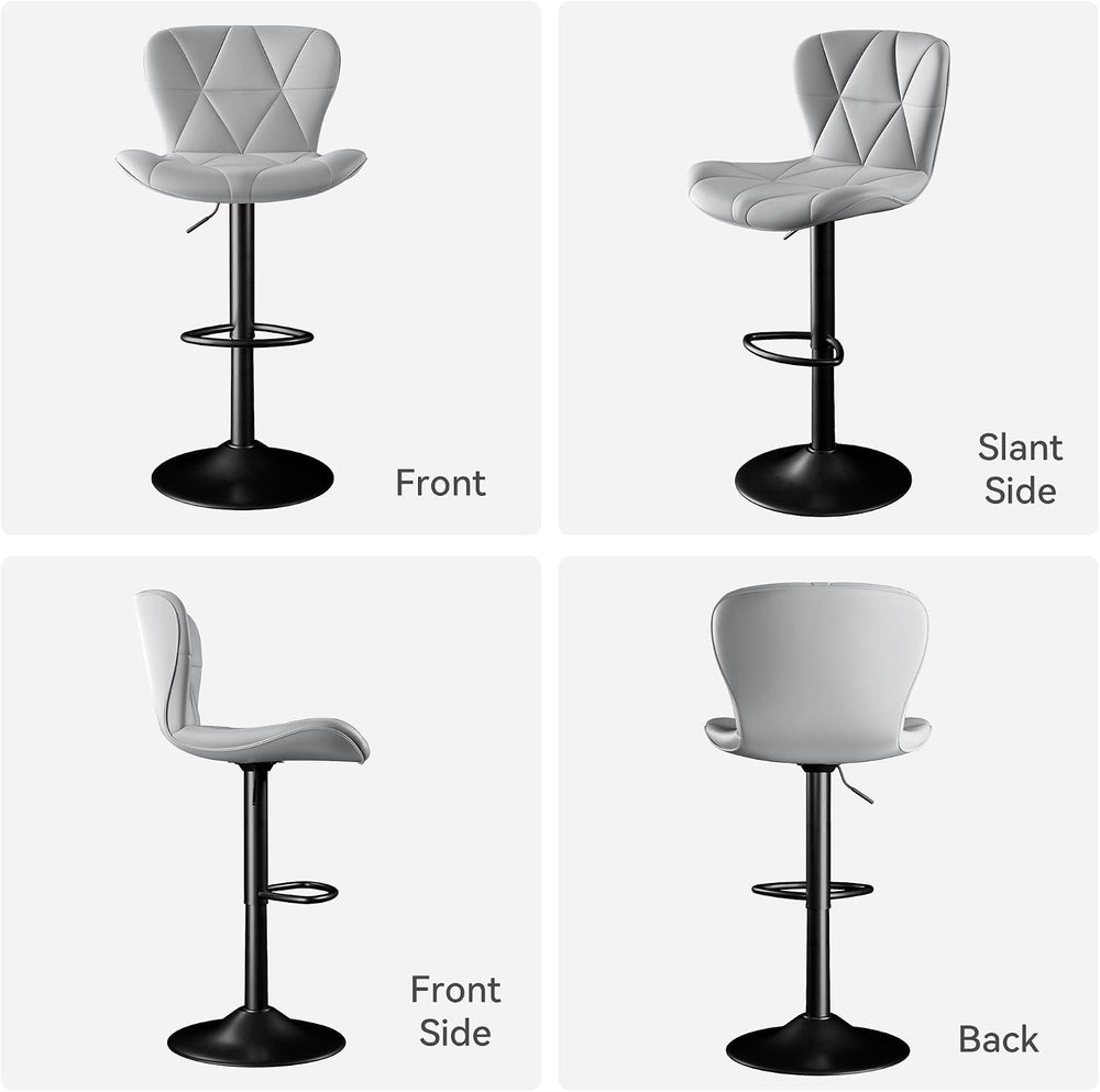 Bar Stools Set of 2,Faux Leather Bar Chairs,Upholstered Counter Height with H...