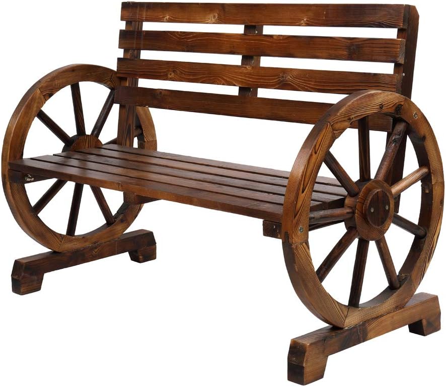 Outvita Wooden Garden Bench Seats 2 Person Carbonized for Garden