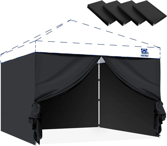 FANPAT 10x10 Canopy Sidewalls & Door for Canopy, Black(4PCS Sidewalls Only)