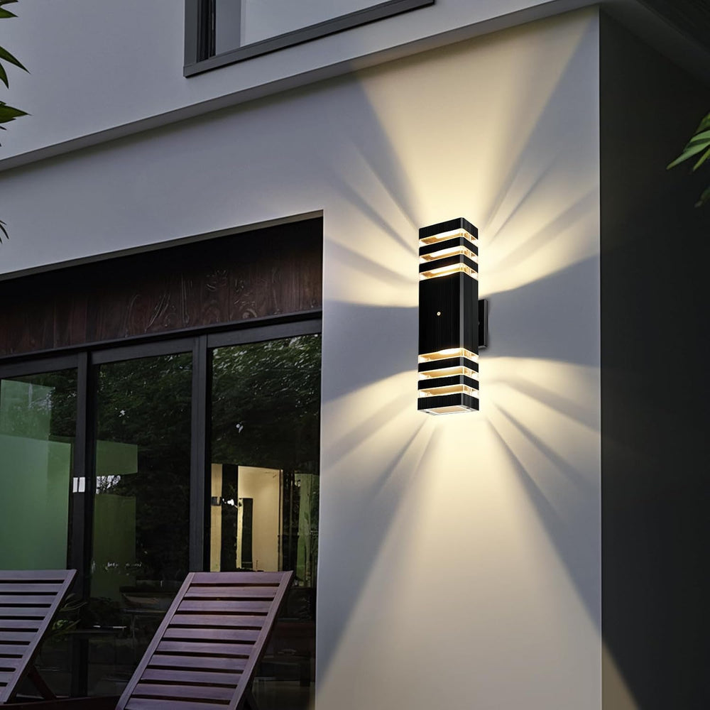 LED Square Up & Down Wall Lights,Outdoor Wall Lights Exterior Light Fixtu...