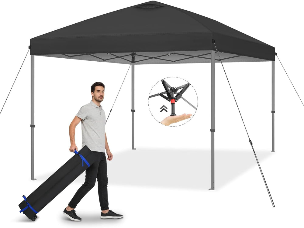 Explore Land 10x10 Pop Up Canopy with One Push Setup, Black
