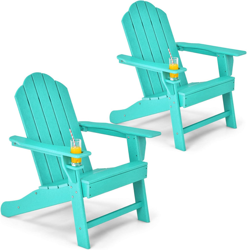 GIANTEX Set of 2 Adirondack Chair Outdoor Fire Pit Chairs, HDPE Weather Resis...