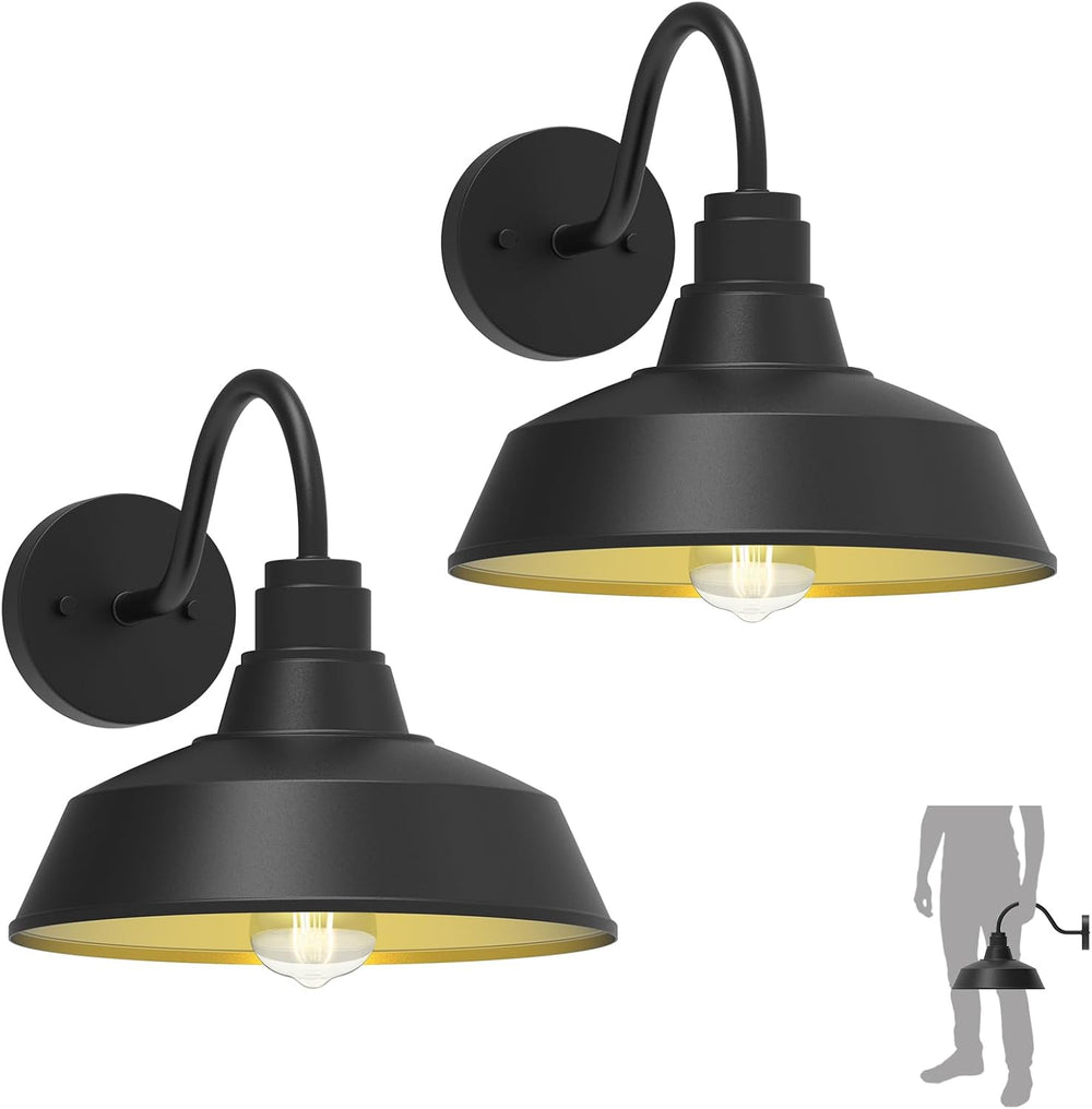 12.4" Barn Light Outdoor Lighting Wall Mount, Farmhouse Outdoor Wall Sco...