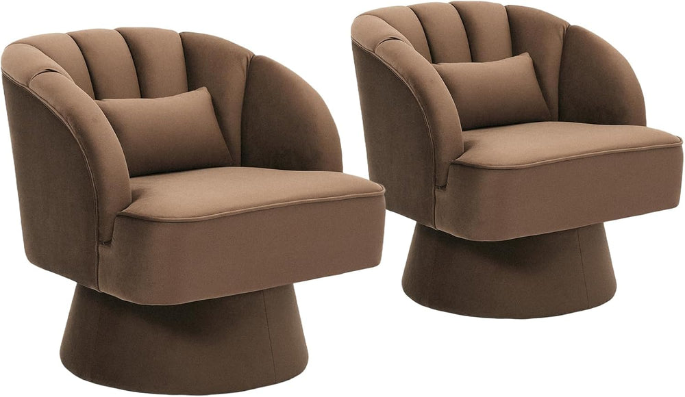 GarveeHome Modern Swivel Barrel Accent Chair, 360 Degree Velvet Upholstered A...