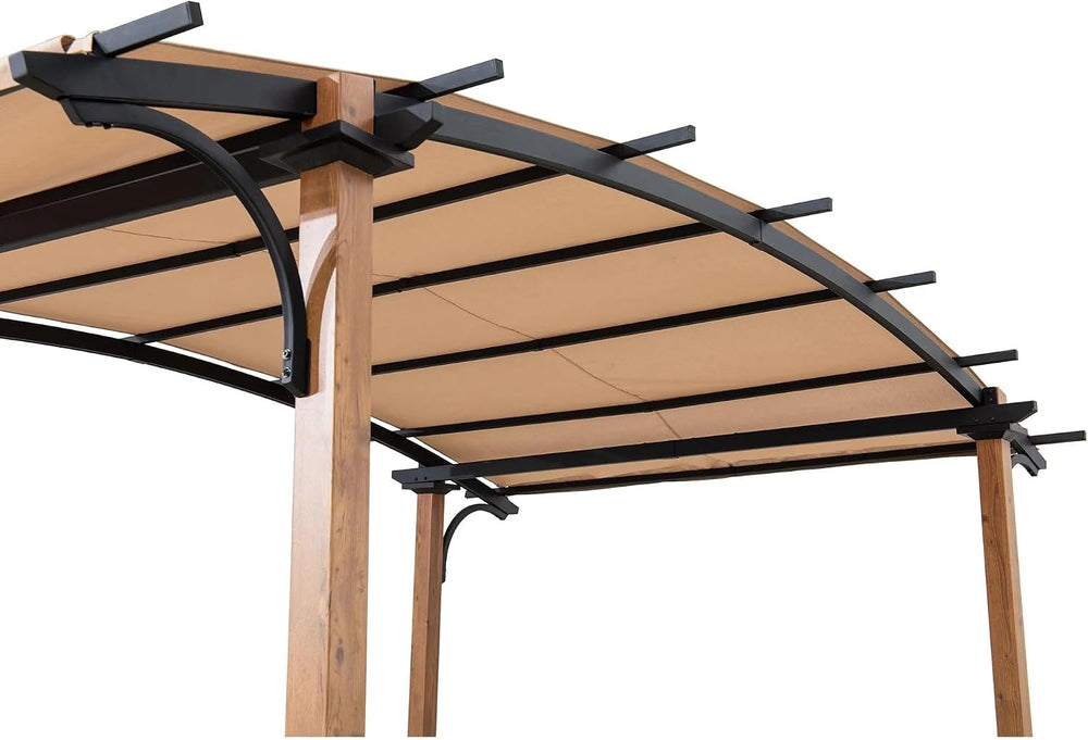 SUNJOY Outdoor Pergola 8.5 x 13 ft. Steel Arched Pergola with Tan Weather-Res...