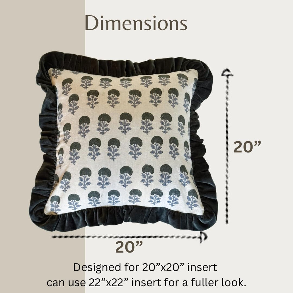 Palm & Loom 100% Cotton Linen Cushion Cover - Aira Decorative Throw Pillo...