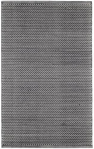 Dash & Albert Herringbone Black/Ivory Indoor/Outdoor Rug, 7'6"x9...