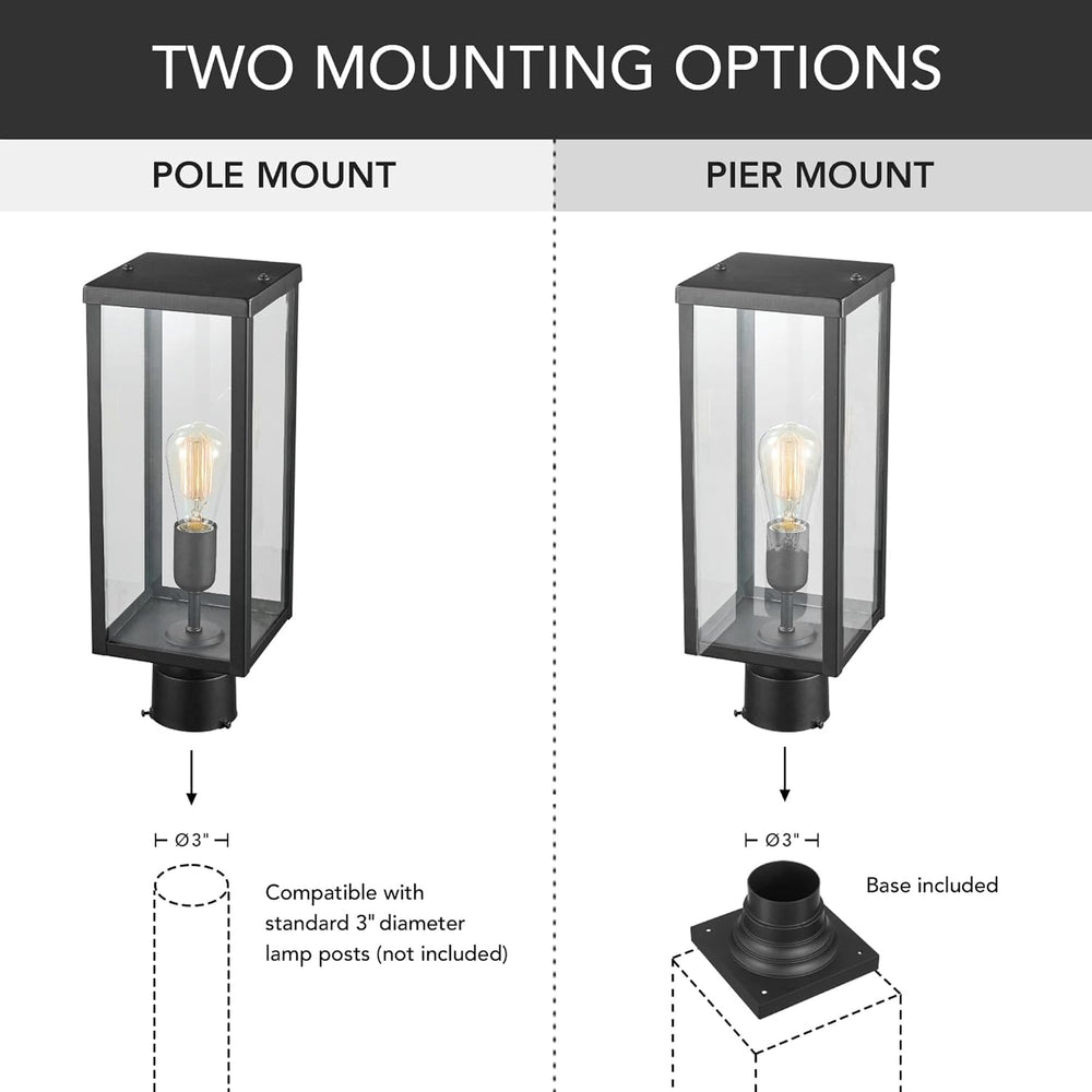 Globe Electric 44384 1-Light Outdoor Lamp Post Light Fixture with Base Adapto...