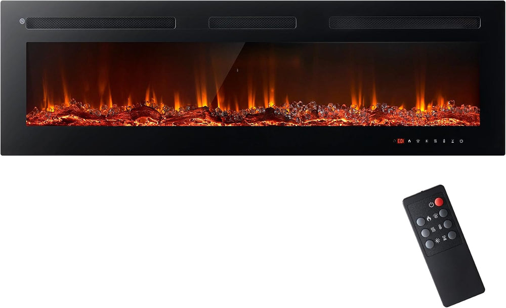 oneinmil Electric Fireplace, 50 inch Wide Recessed/Wall Mounted Electric Fire...