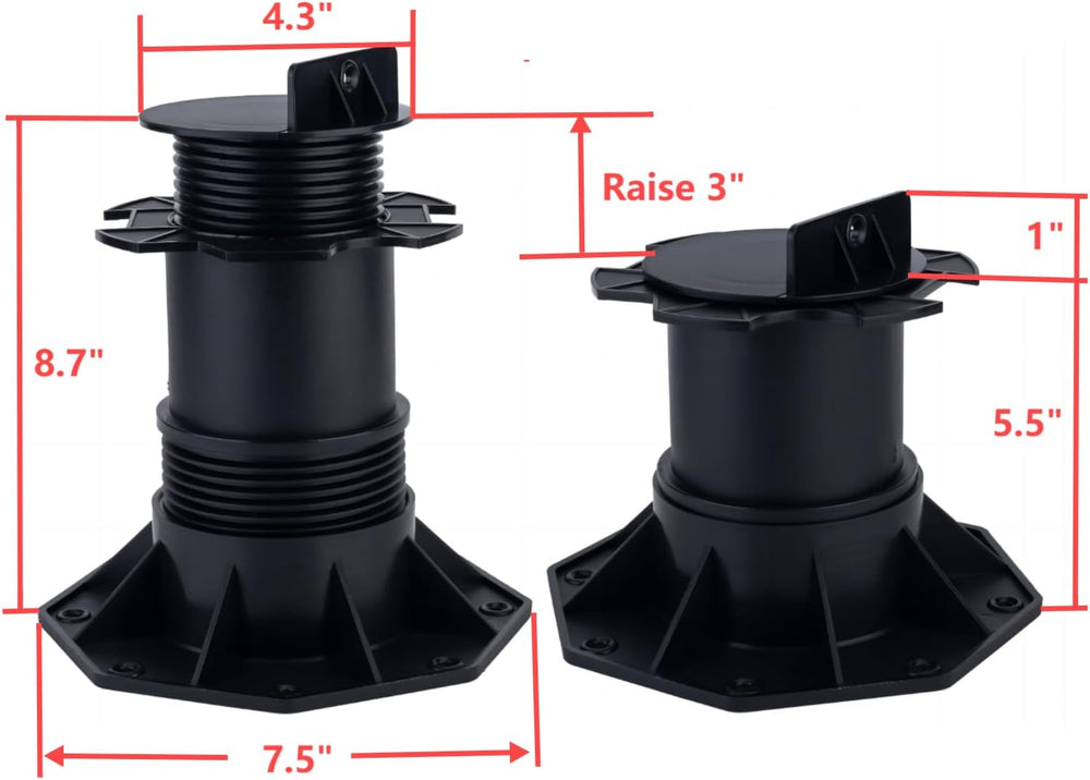 13-Pack Adjustable Deck Support Pedestal Foundation Base For Floating Platfor...