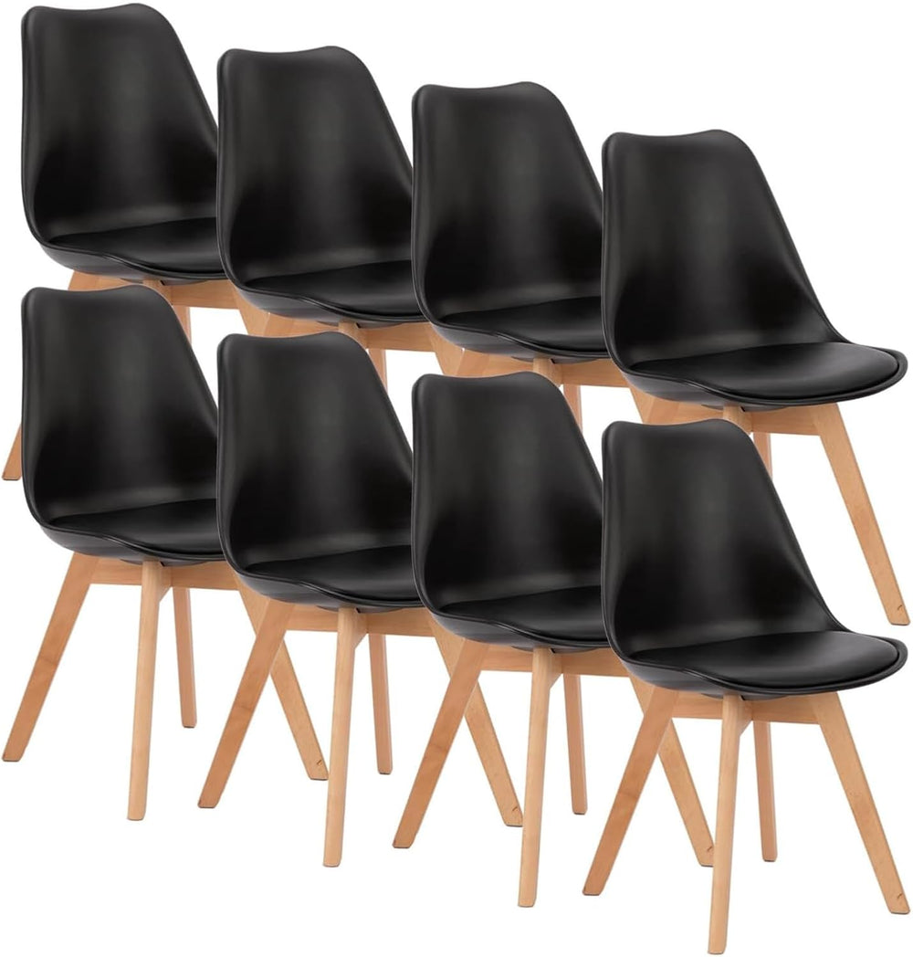 OLIXIS Dining Chairs Set of 8, Kitchen Chairs Wood Legs and PU Leather