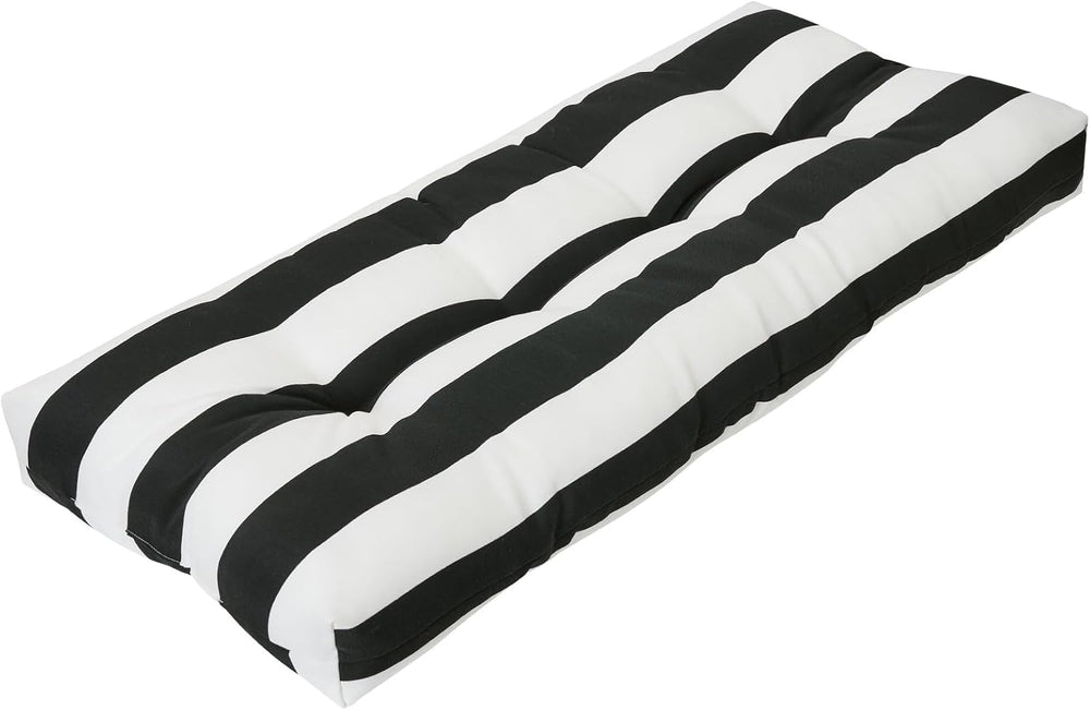 FUNHOME Outdoor Bench Cushion 45x18Inch, Long Seat Pads-Black White Stripe