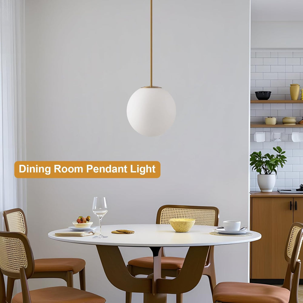 10in Milk Glass Pendant Light, Mid Century Modern Pendant Lights Kitchen Isla...