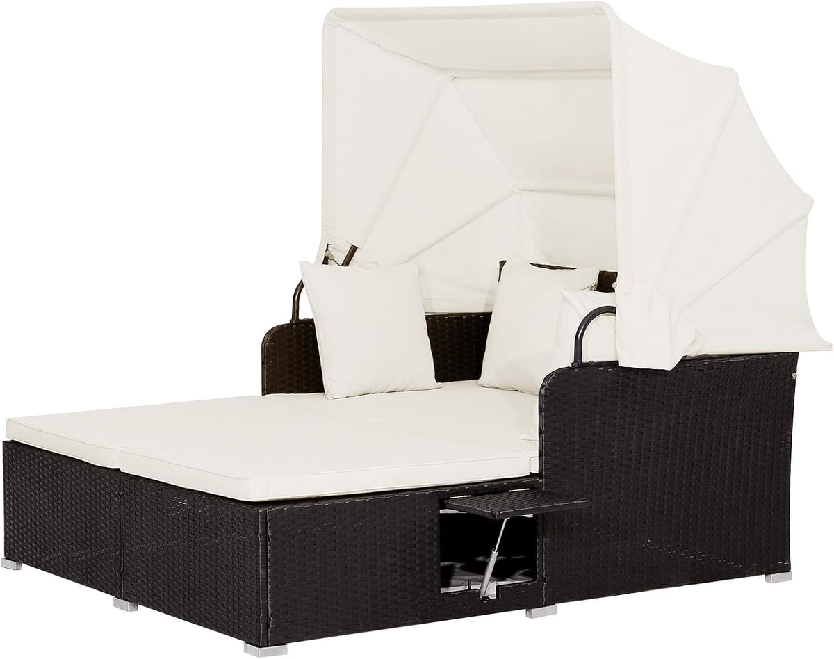 moccha outdoor daybed with retractable canopy, wicker cabana, main product view