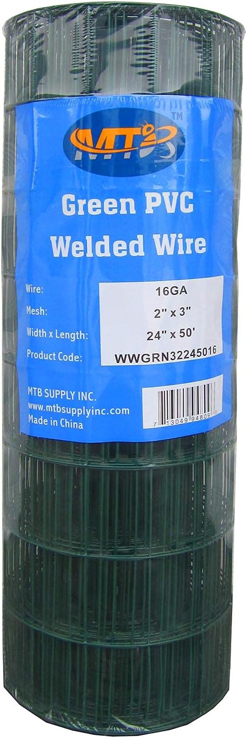 16GA PVC Green 24in x50ft-3in x 2in Welded Wire Mesh Garden Economy Fence