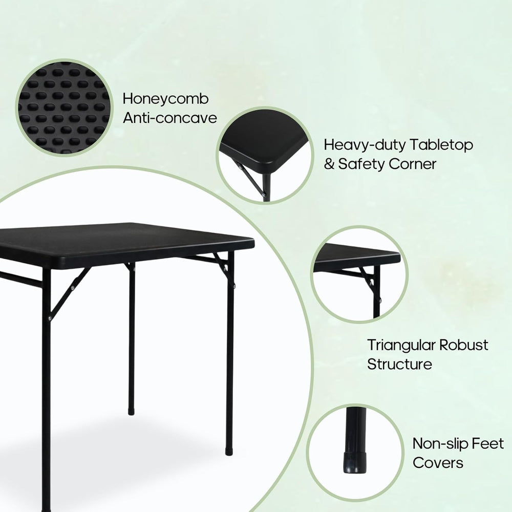 3ft Rectangular Folding Table for All-Occasion, Foldable Table with HDPE Tabl...