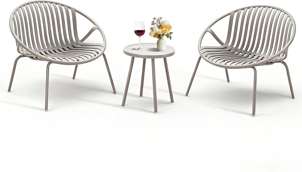 Werph 3-Piece Patio Furniture Set, Bistro Gray Table and Chairs Set of 2