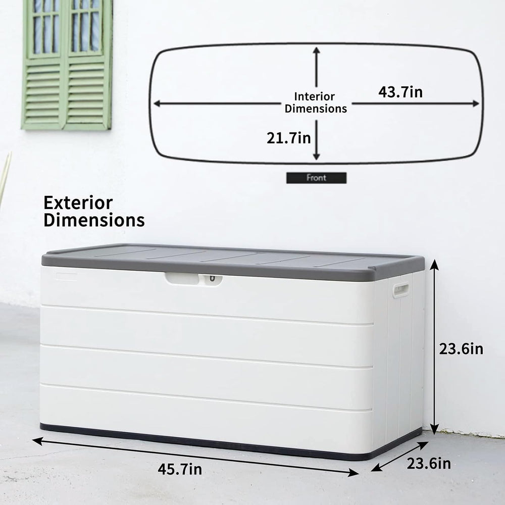 Mrosaa 110 Gallon Deck Box Waterproof,Double-Wall Resin Outdoor Storage Boxes...