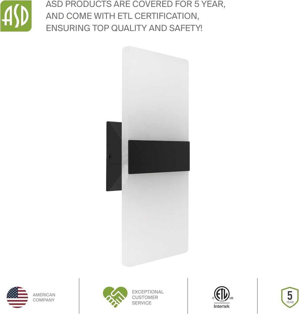 ASD 14 Inch Indoor LED Wall Sconce - 24W 2700K-5000K Dimmable Black Wall Scon...