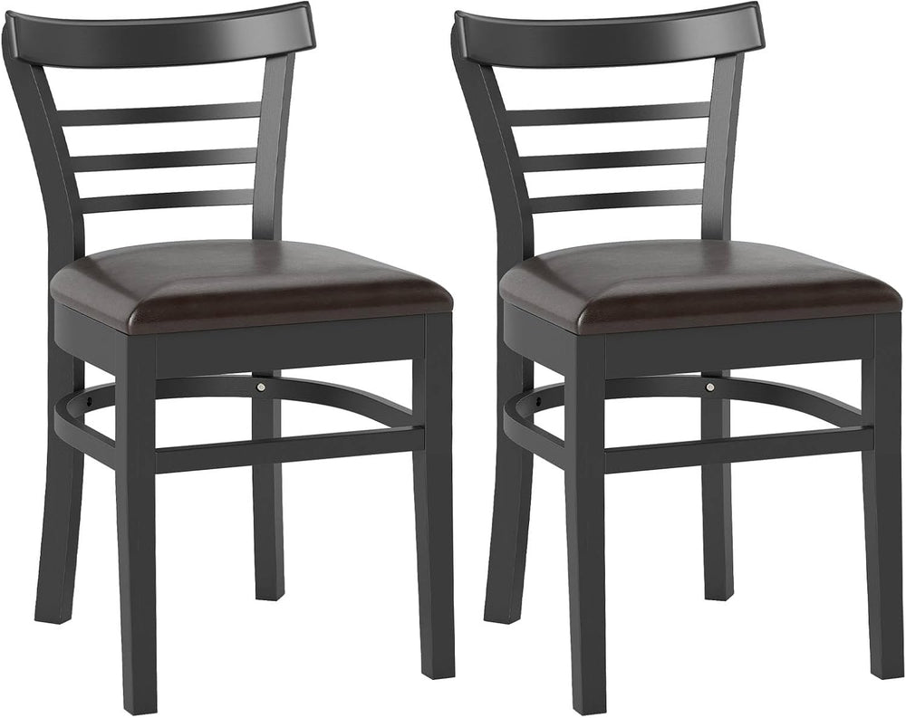GOFLAME Wooden Dining Chairs Set of 2, PU Leather Upholstered Kitchen Chairs ...