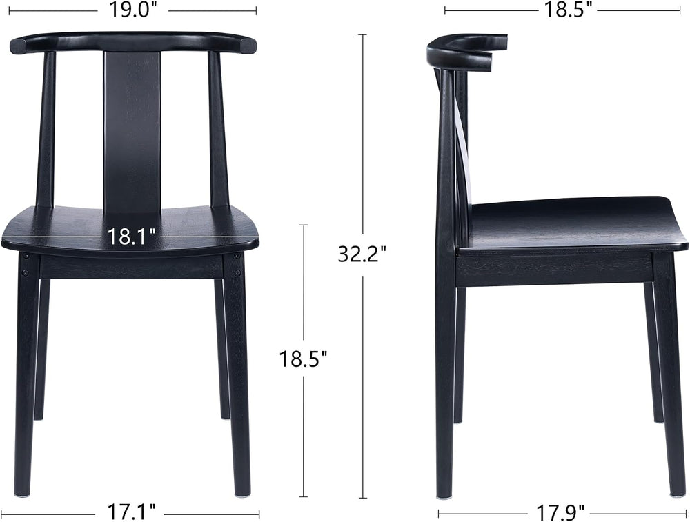 Wood Dining Room Chairs Set of 2, Mid Century Modern Kitchen Chairs Wishbone ...