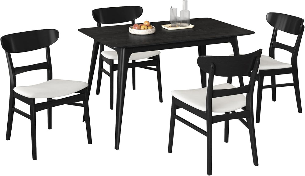 Wood Dining Room Table Set for 4,Mid Century Modern Dining Table Set,Kitchen ...
