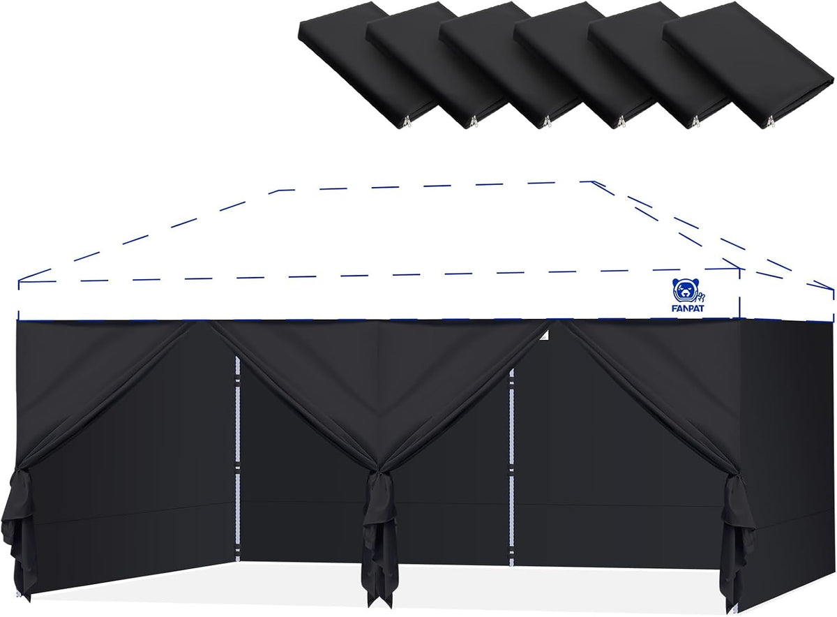 fanpat 10x20ft sidewalls with door for canopy, black, main product view