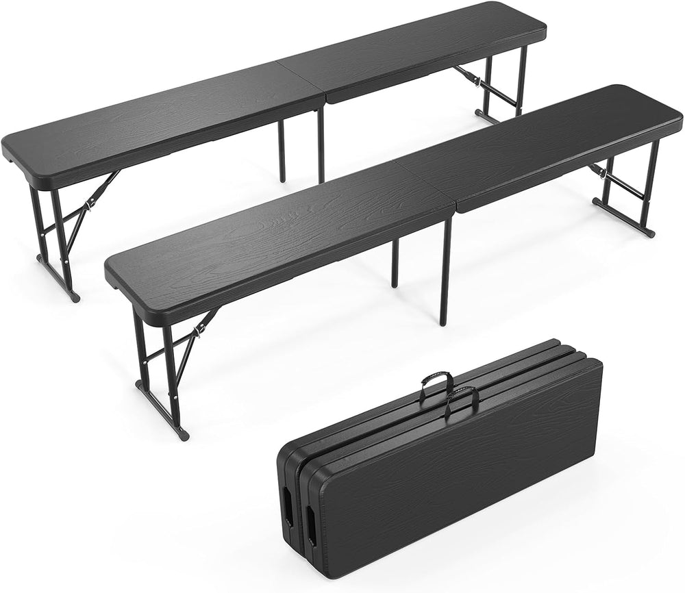 VINGLI 6 feet Plastic Folding Bench,Portable in/Outdoor Picnic Party Camping ...
