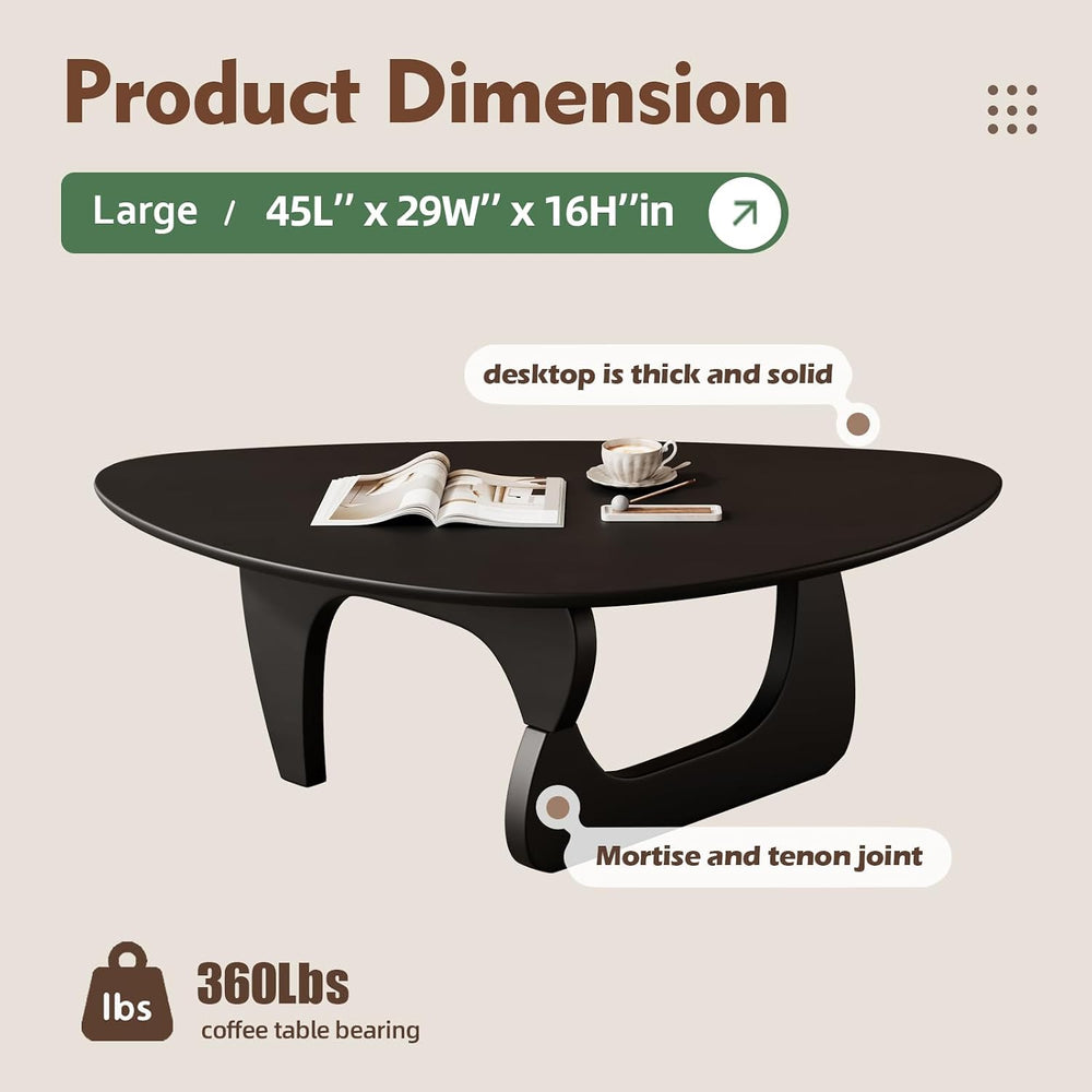 Mid Century Modern Coffee Table - Black Wooden Coffee Table for Living Room,C...
