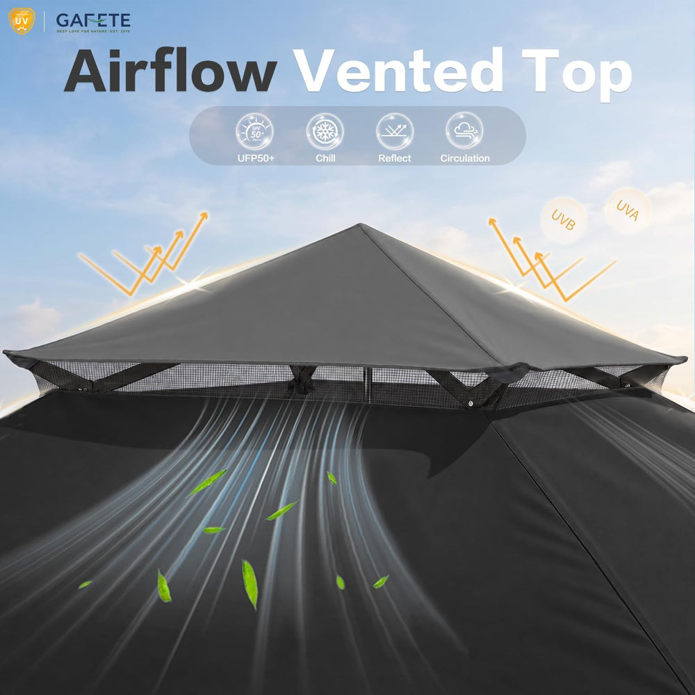 GAFETE 13x13 Outdoor Pop Up Canopy Tent，Auto Extended Eaves, One Push Setup